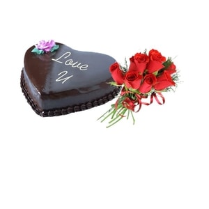 Hearty cake with flower combo
