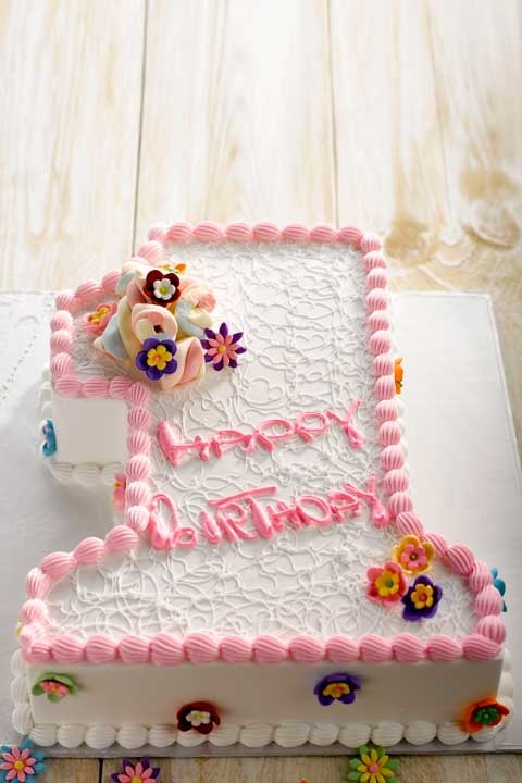 No.1 Birthday Flowers Cake