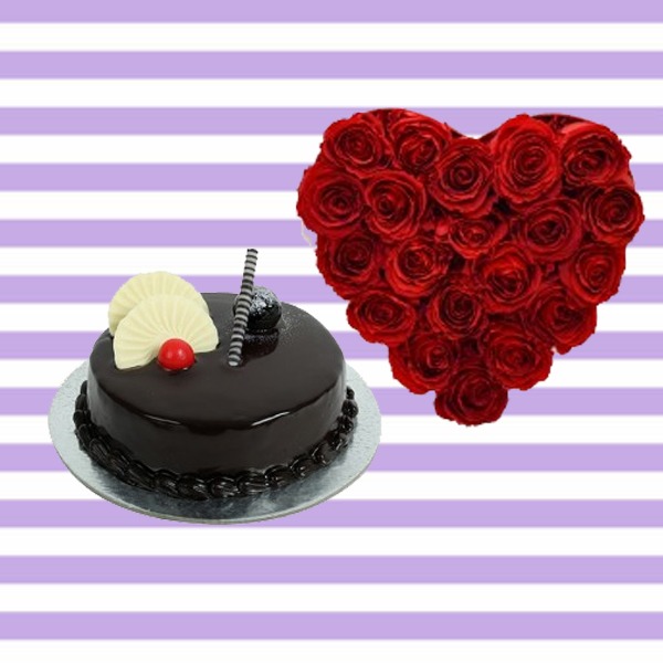 Hearty Flower and Choco Cake hamper